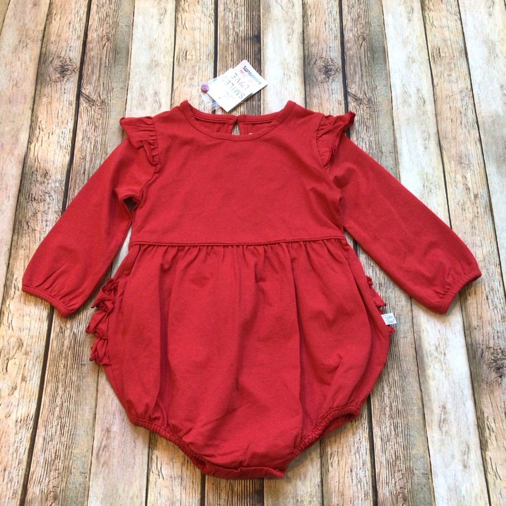 NWT Ruffle Butts Red Flutter Bubble Romper